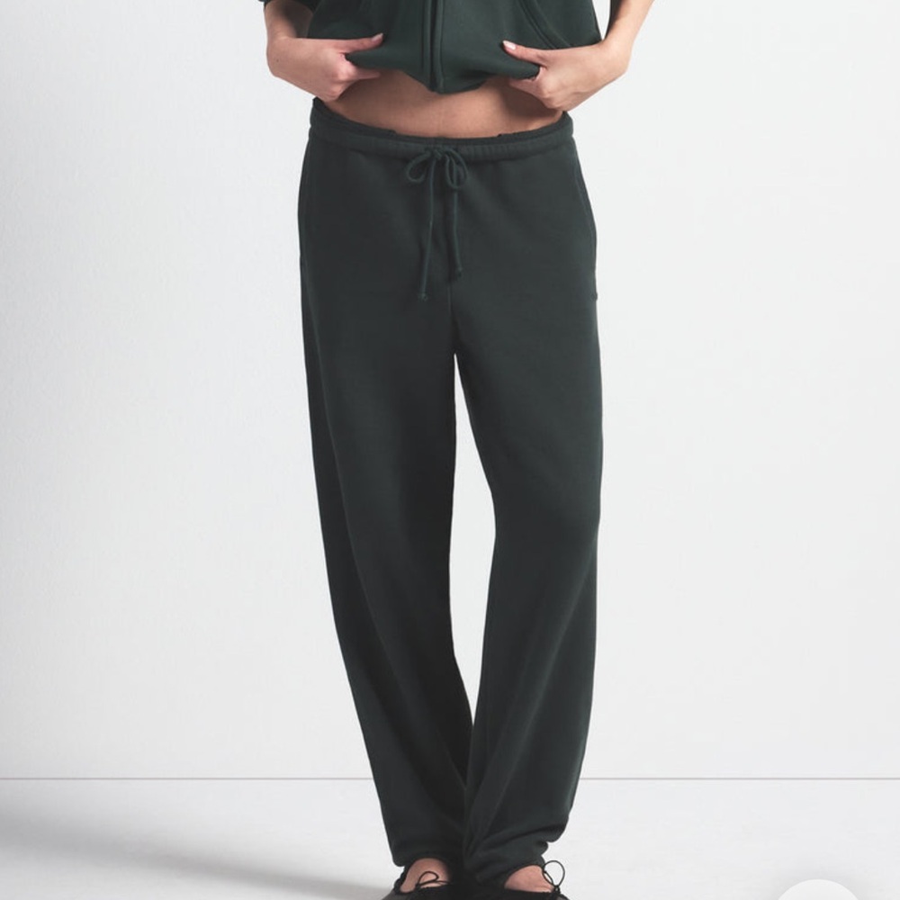 NWT SKIMS Spruce Cotton Fleece Classic Straight Leg Small